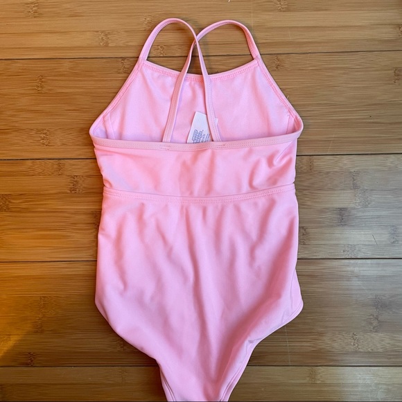 Girls pink one piece swimsuit swim wear sequin sz XS 4/5 - Picture 3 of 5